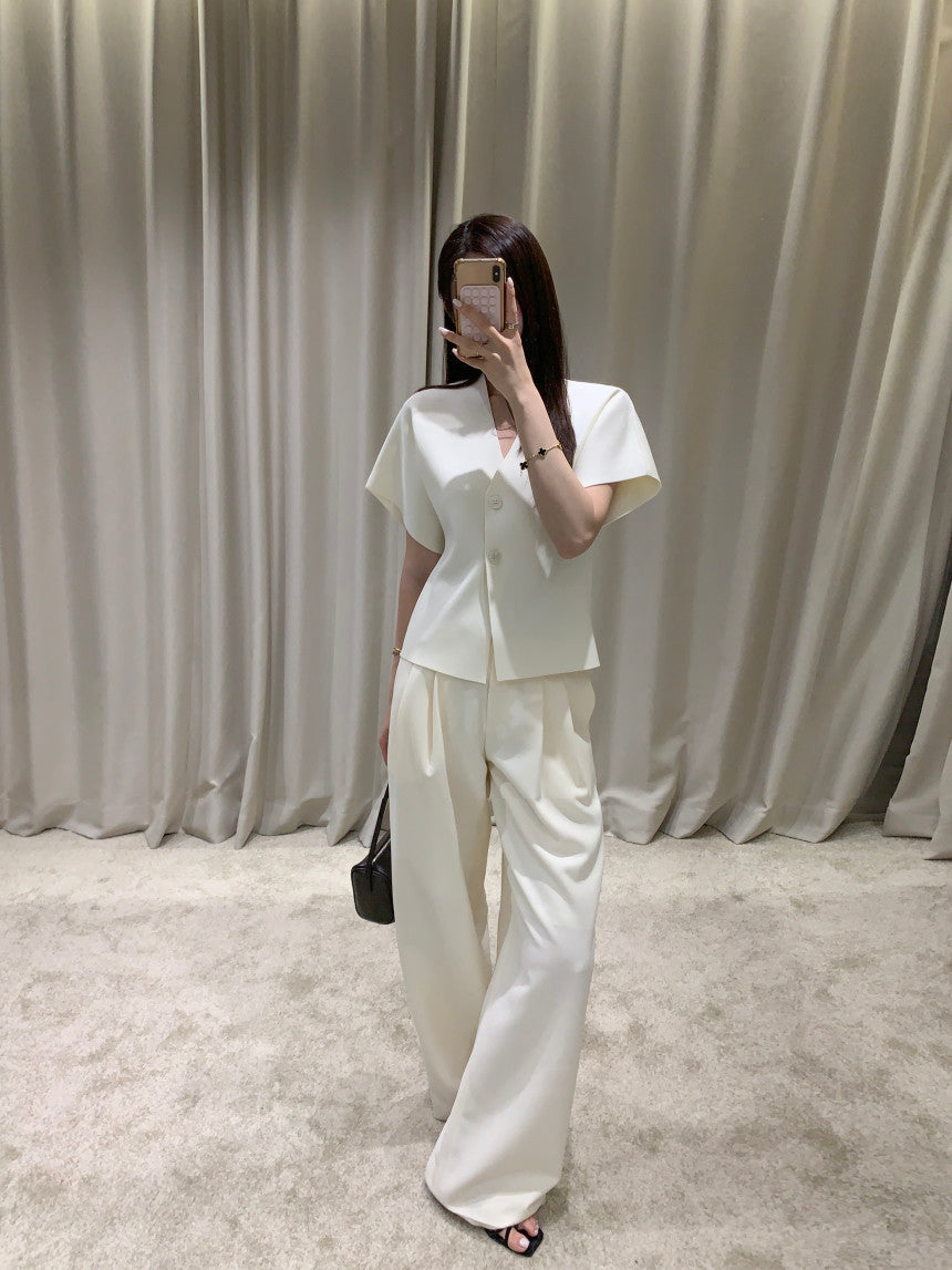 【F60408】韓國夏季法式簡約V領針織開衫250526