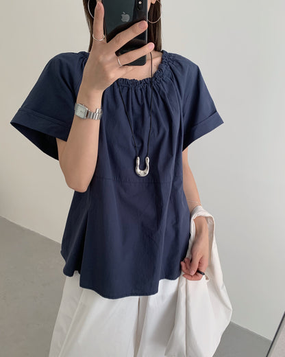 【F60452】實拍極簡舒適寬鬆純棉短袖襯衫250609