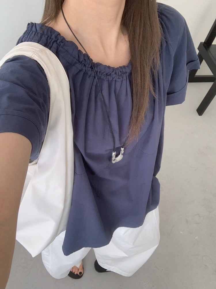 【F60452】實拍極簡舒適寬鬆純棉短袖襯衫250609