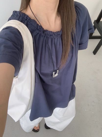 【F60452】實拍極簡舒適寬鬆純棉短袖襯衫250609
