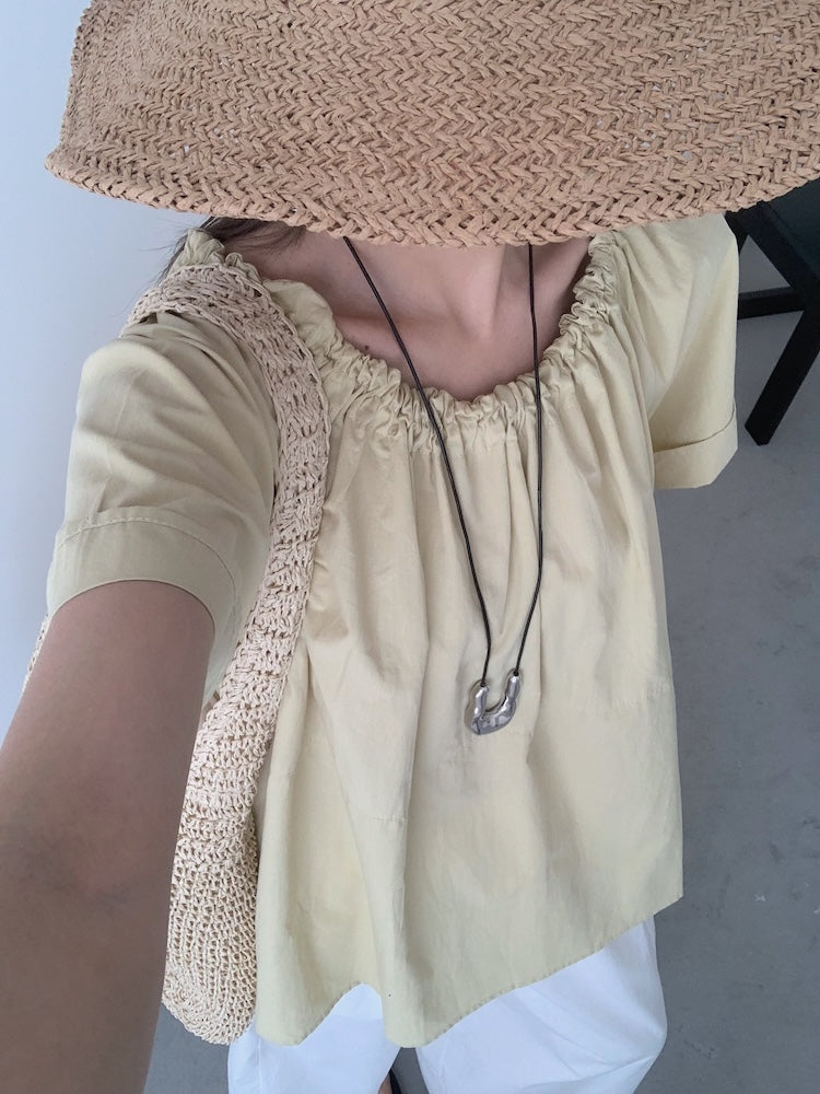 【F60452】實拍極簡舒適寬鬆純棉短袖襯衫250609