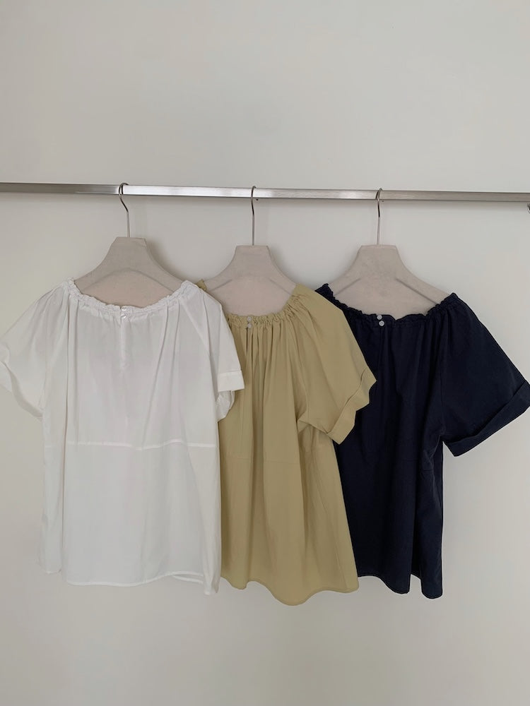 【F60452】實拍極簡舒適寬鬆純棉短袖襯衫250609