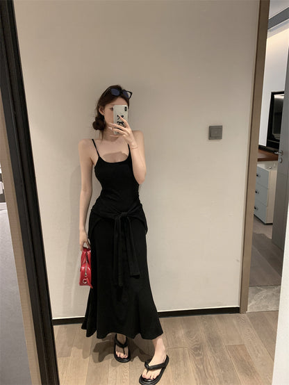 【F60431】實拍夏天度假感條紋披肩＋吊帶舒適長洋裝250609