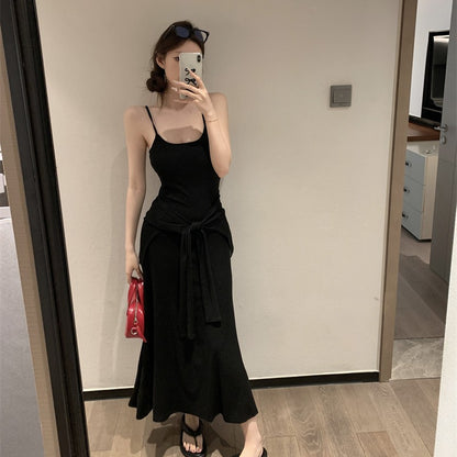 【F60431】實拍夏天度假感條紋披肩＋吊帶舒適長洋裝250609