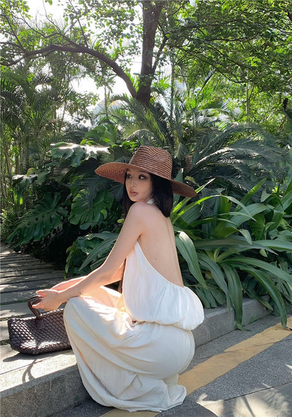【F60467】實拍綁帶背心＋高腰長褲 氣質垂墜感套裝250616