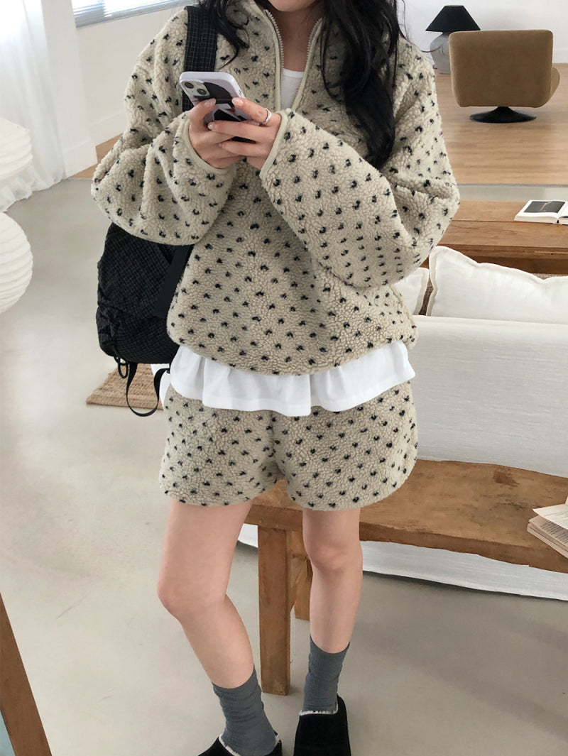【F60739】冬日暖意・立領羊羔毛愛心休閒套裝260928