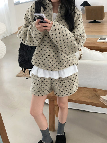 【F60739】冬日暖意・立領羊羔毛愛心休閒套裝260928
