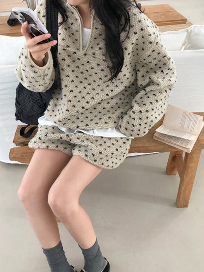【F60739】冬日暖意・立領羊羔毛愛心休閒套裝260928