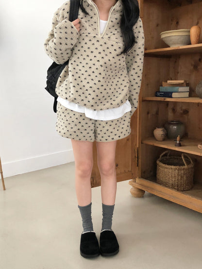 【F60739】冬日暖意・立領羊羔毛愛心休閒套裝260928