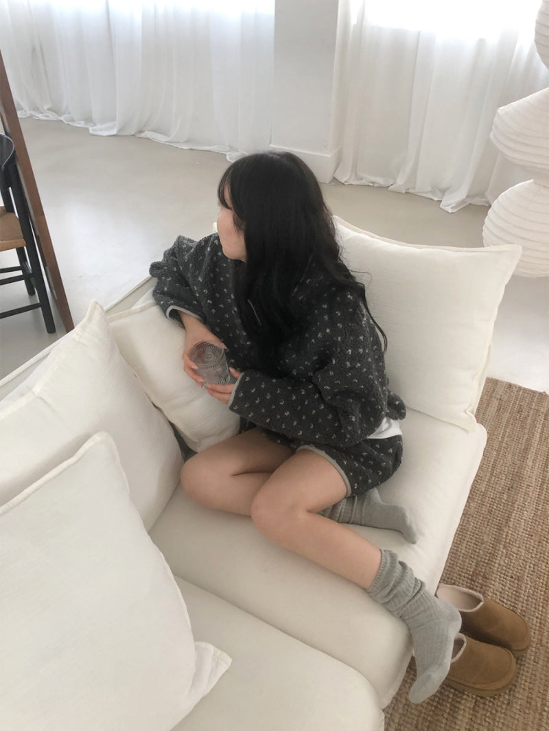 【F60739】冬日暖意・立領羊羔毛愛心休閒套裝260928