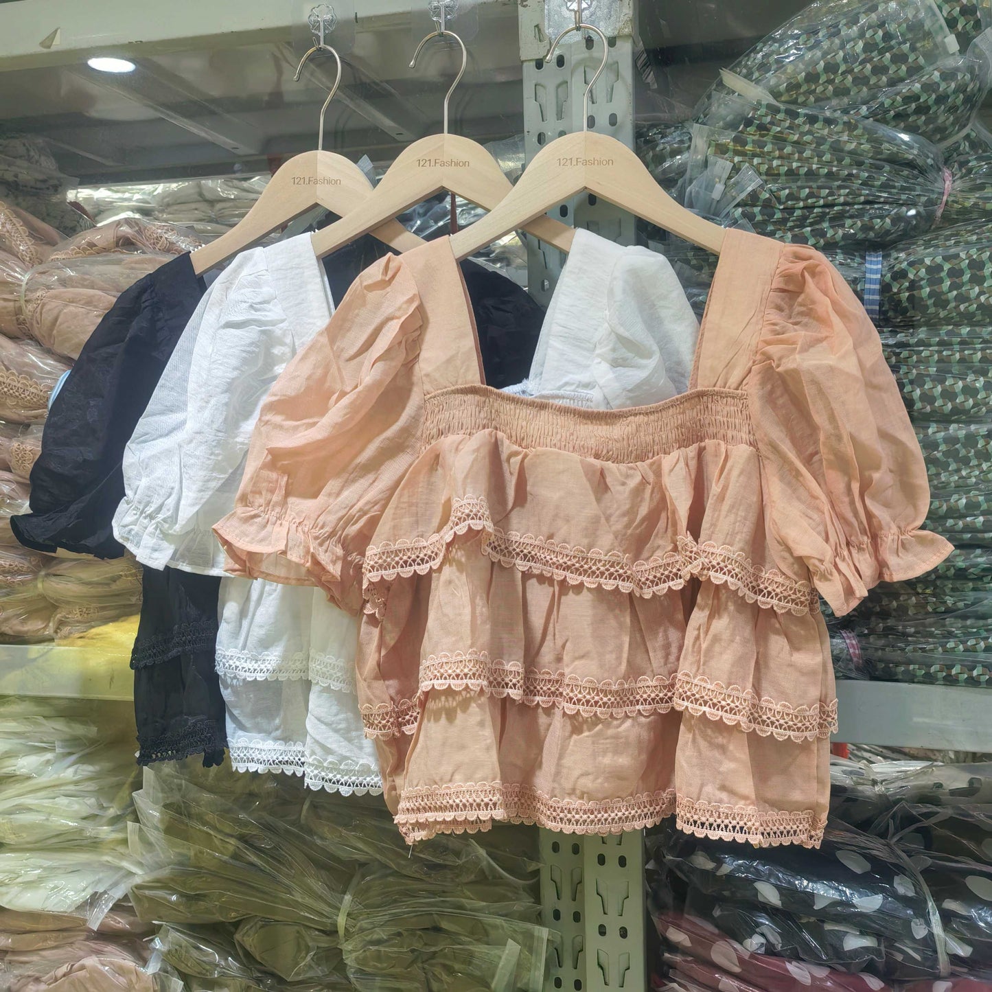 【F60685】精緻少女・重工蕾絲花邊長袖雪紡襯衫260825