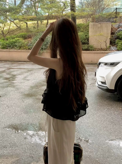 【F60578】仙氣層次感疊穿✨甜美氣質多層次花邊下擺細肩帶背心260504