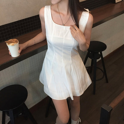 【F60574】甜美初戀感🎀前後皆可綁帶蝴蝶結氣質連身短洋裝260504