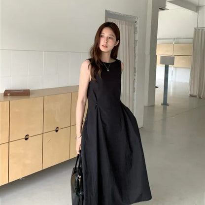 【F60625】韓國法式小眾高級感☕氣質休閒收腰顯瘦無袖背心連身洋裝260609