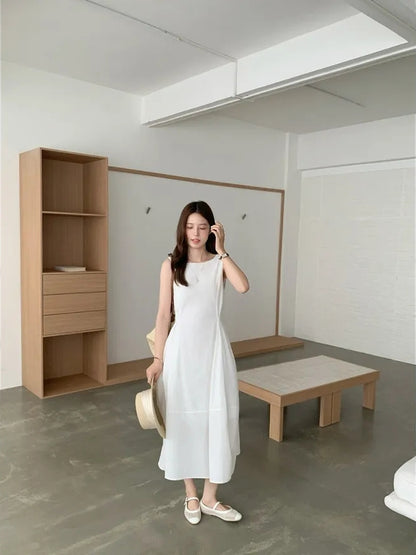 【F60625】韓國法式小眾高級感☕氣質休閒收腰顯瘦無袖背心連身洋裝260609