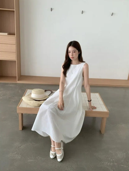 【F60625】韓國法式小眾高級感☕氣質休閒收腰顯瘦無袖背心連身洋裝260609