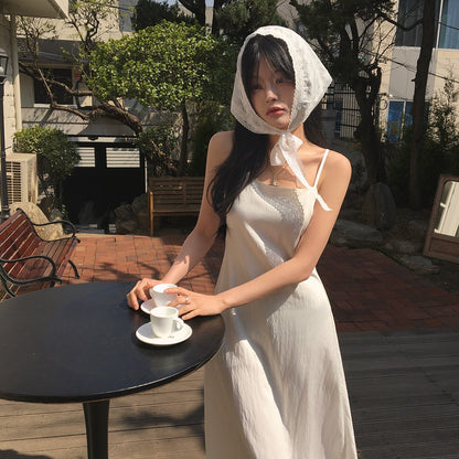 【F60612】韓系甜美仙氣感☁️設計感細肩帶多層網紗澎澎連身洋裝260609