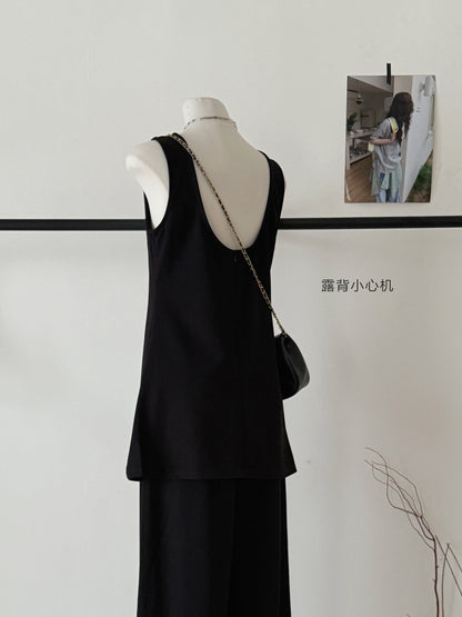【F60633】都市極簡高智感☕顯瘦高級感黑色系靜奢風時髦兩件套裝260713