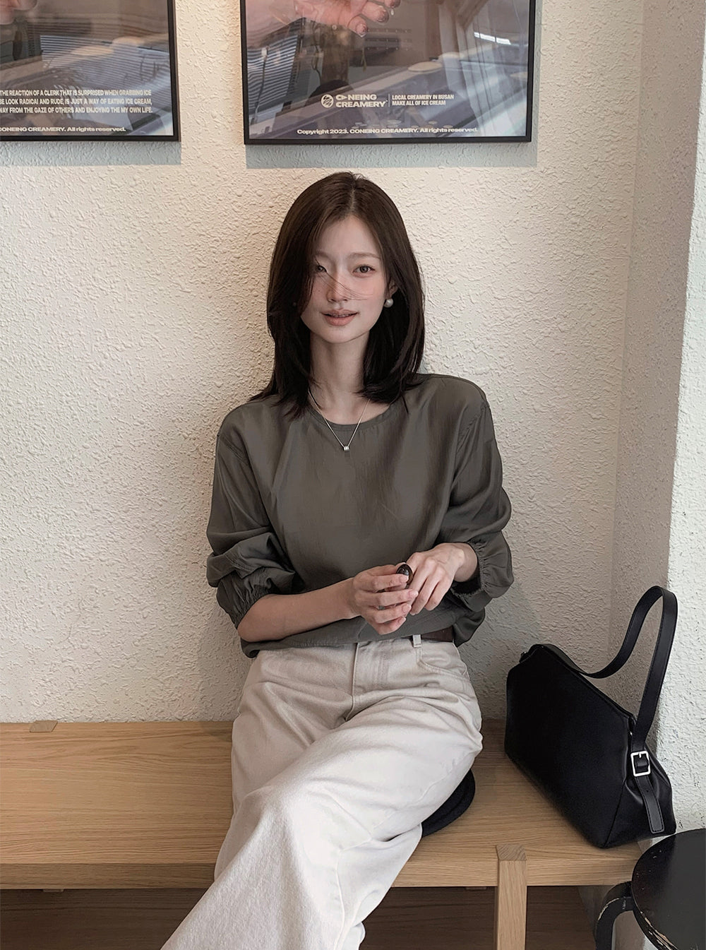 【F60680】輕熟知性・復古色系簡約長袖套頭襯衫260825