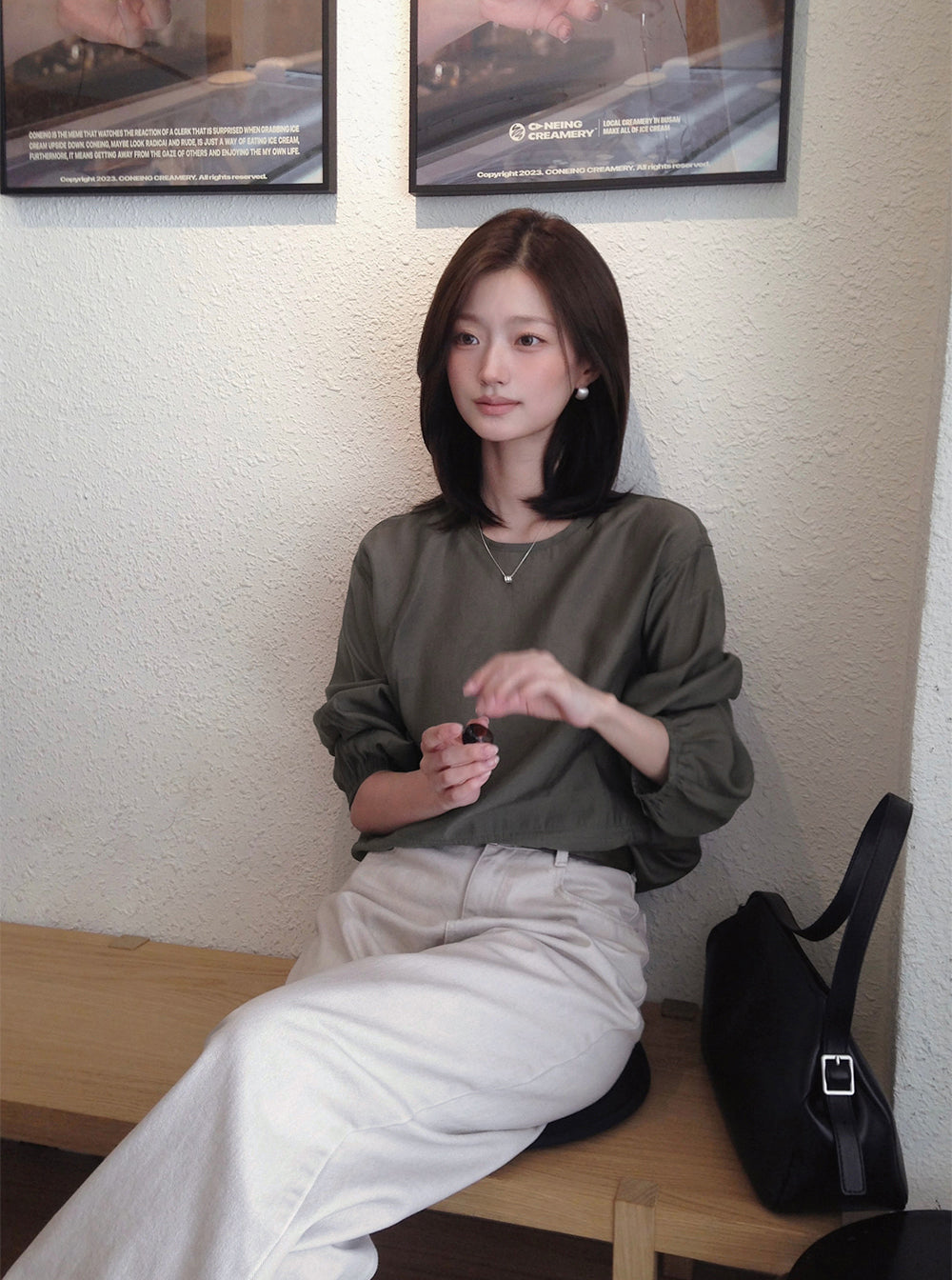 【F60680】輕熟知性・復古色系簡約長袖套頭襯衫260825