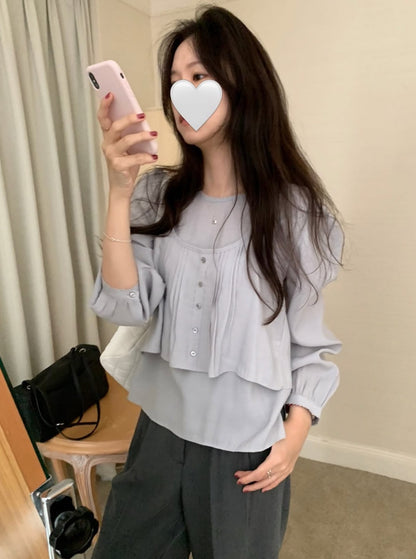 【F60671】韓系精緻・後背綁帶蕾絲細肩帶+襯衫260825