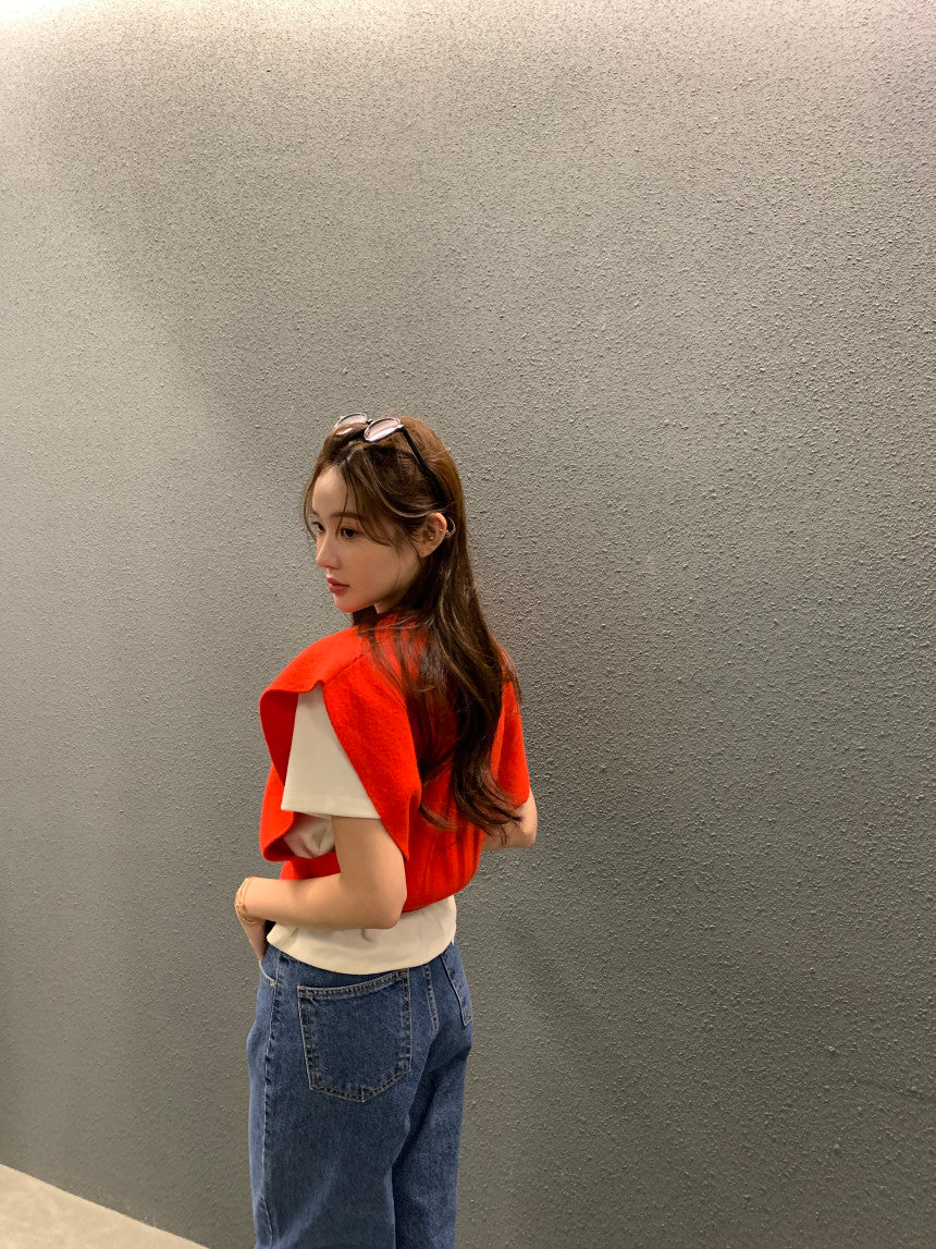 【F60692】復古慵懶・V領寬鬆針織背心260914