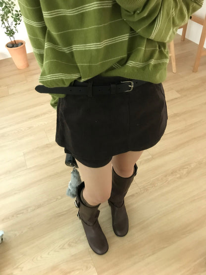 【F60690】復古慵懶・條紋寬鬆長袖針織衫260914