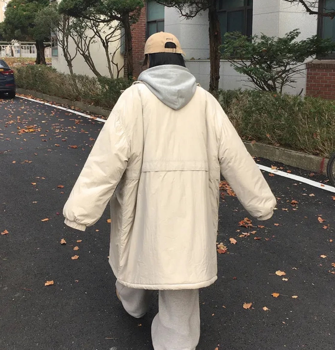 【F60789】韓系休閒・寬鬆長版加厚鋪棉外套261019