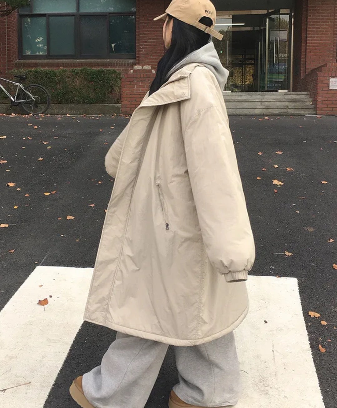 【F60789】韓系休閒・寬鬆長版加厚鋪棉外套261019