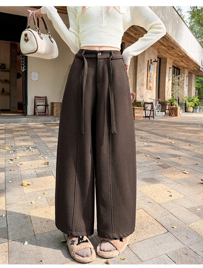 【F60766】S~XL極簡日常・垂墜感彎刀休閒長褲261012