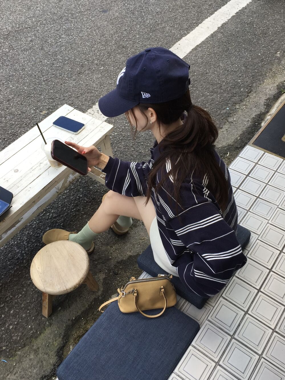 【F60786】韓系慵懶・POLO領條紋寬鬆針織毛衣261019