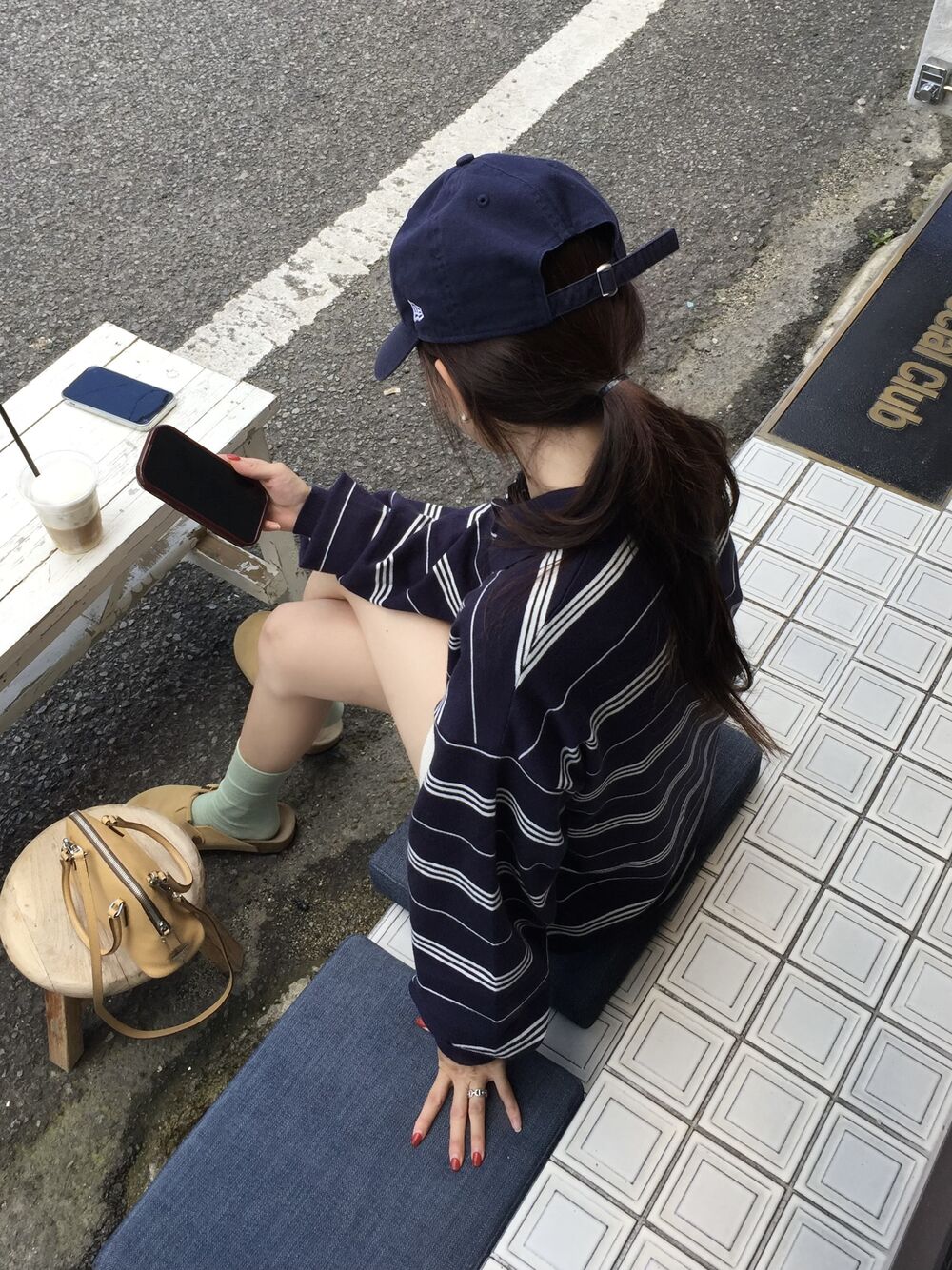 【F60786】韓系慵懶・POLO領條紋寬鬆針織毛衣261019