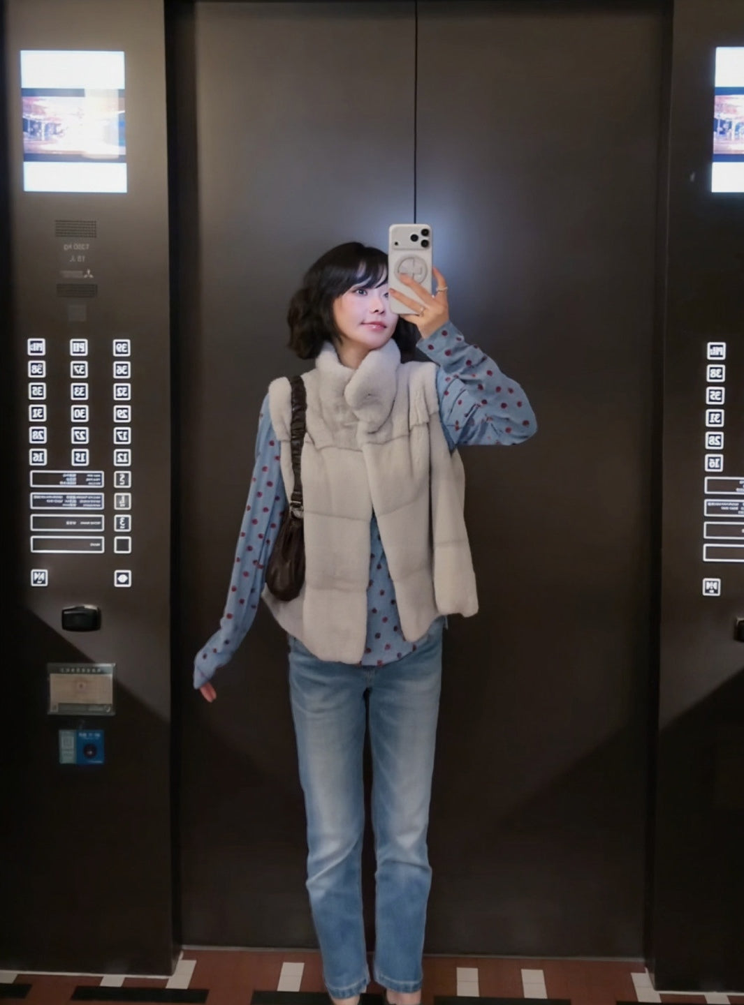 【F60761】韓系輕熟・毛絨斗篷式背心外套261012