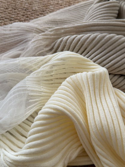 【F60802】氣質鏤空・微透肌理修身長袖針織上衣261019