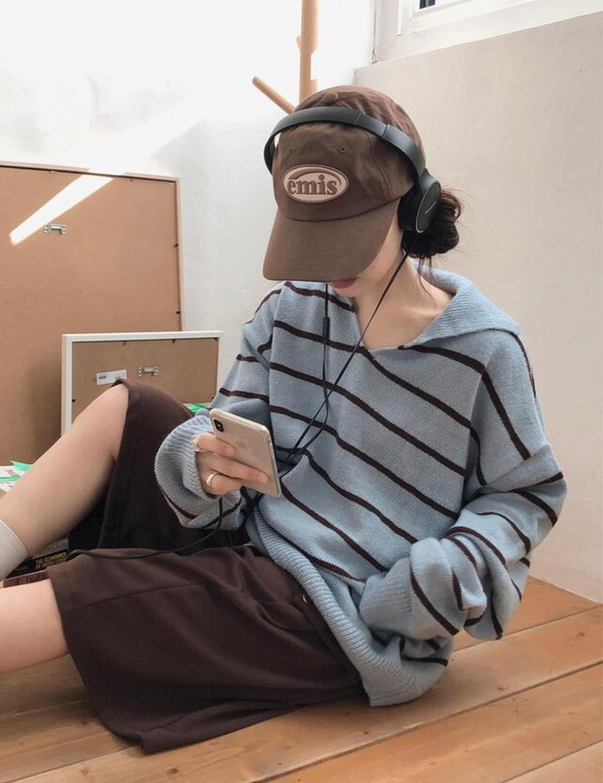 【F60811】復古學院風・翻領慵懶休閒針織衫261019