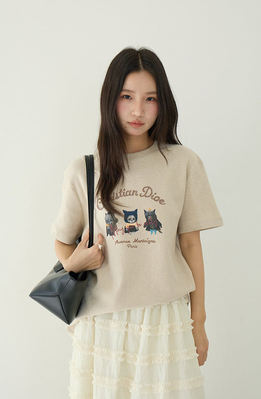 【LD11128】 實拍早春貓咪磨毛厚款T恤260128