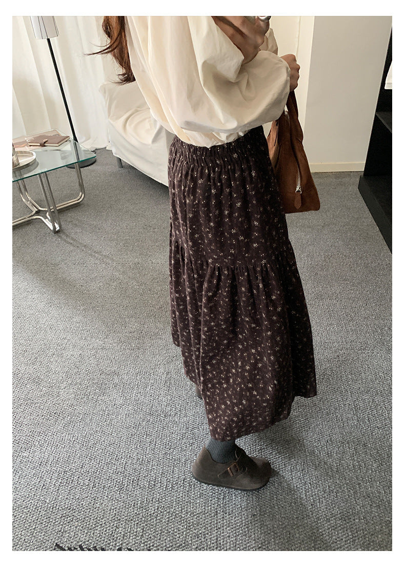 【H5490】實拍日系清新小碎花鬆緊腰長裙（棉）251109