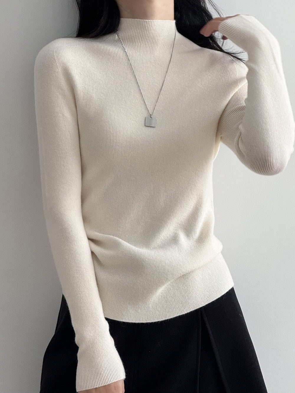 【Y315】實拍高級感半高領針織衫（棉羊毛4%)251106