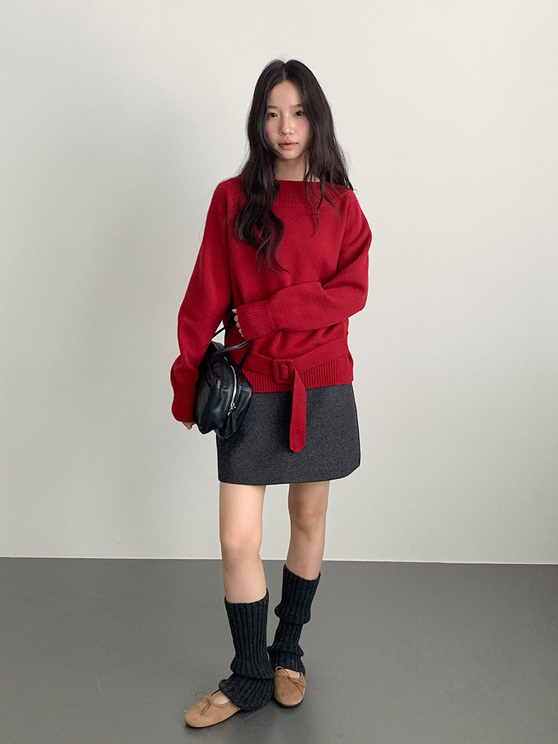 【LD11068】實拍S~XL加厚羊毛呢高腰a字短裙(羊毛10%)251209
