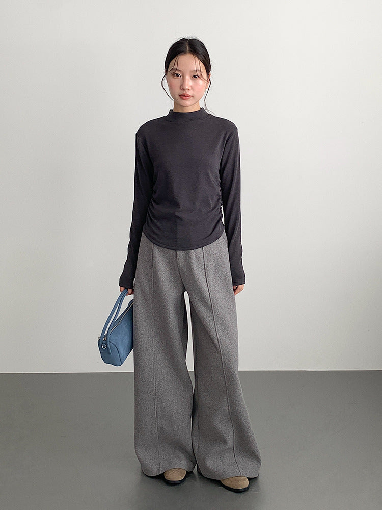 【LD11011】實拍S~XL設計感毛呢西裝闊腿褲251110