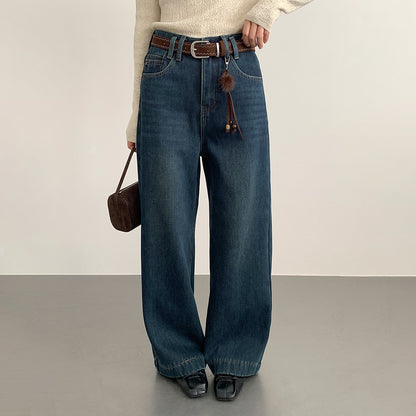 【LD11073】實拍S~XL保暖加絨加厚高腰直筒牛仔褲251209