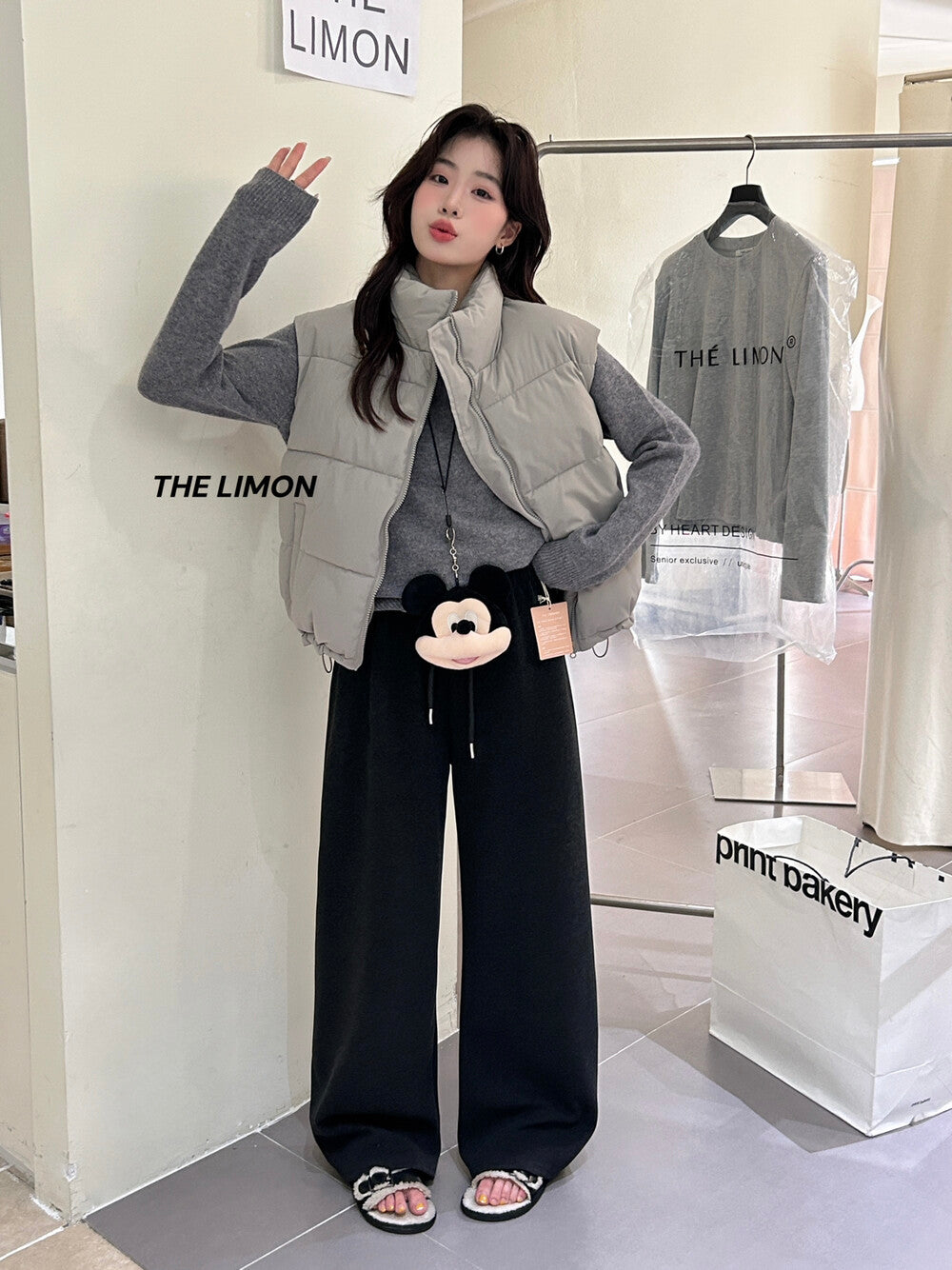 【L1185】實拍檸檬秋冬簡約羊絨抽繩直筒休閒褲251117