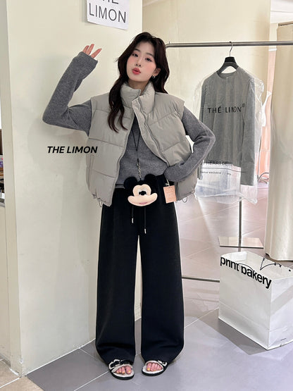 【L1185】實拍檸檬秋冬簡約羊絨抽繩直筒休閒褲251117