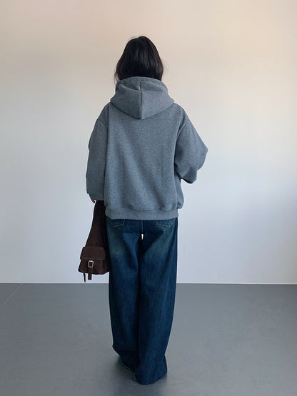 【LD11030】實拍冬季慵懶加絨加厚連帽衞衣外套251124