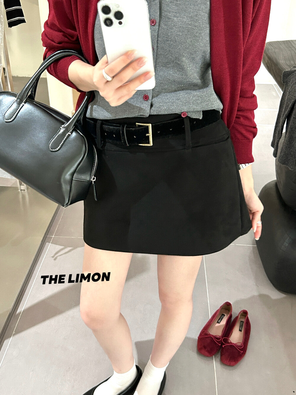 【L9238】實拍檸檬秋季質感鹿皮絨簡約復古短裙女＋腰帶250915