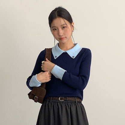 【LD11026】實拍絕美法式針織坑條假2件針織衫251124