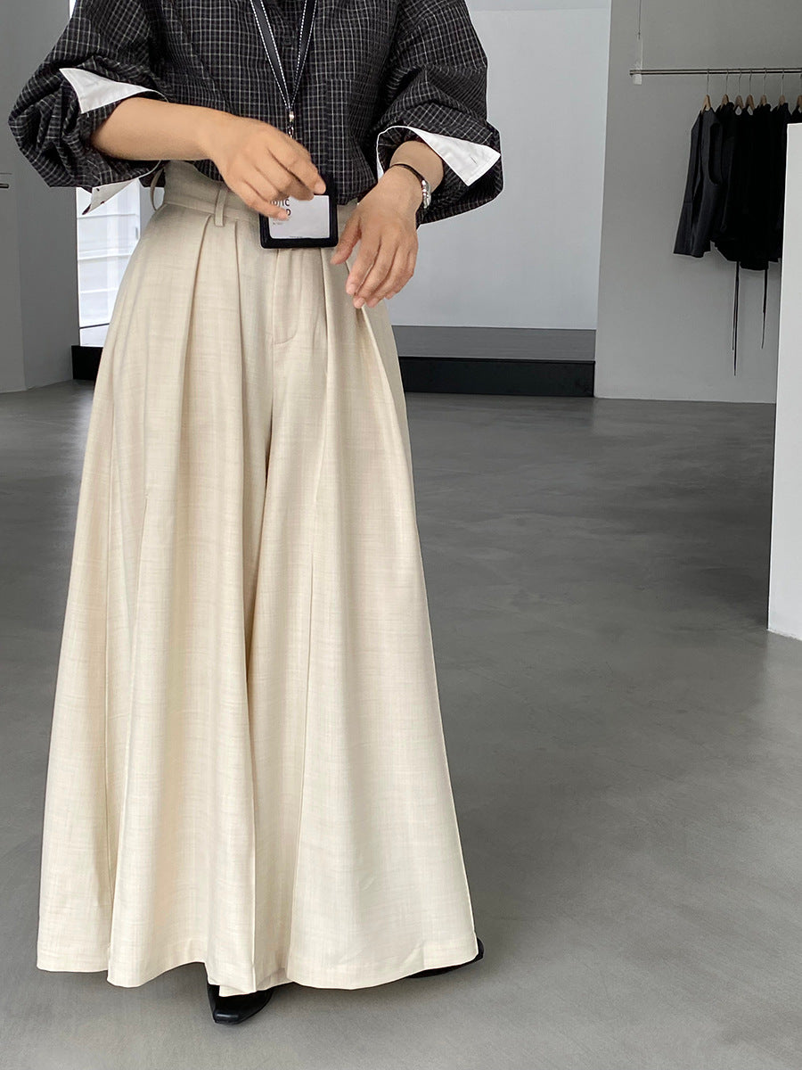 【cim1653】實拍秋日必備高腰壓褶大擺西裝褲251030