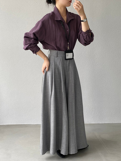 【cim1653】實拍秋日必備高腰壓褶大擺西裝褲251030