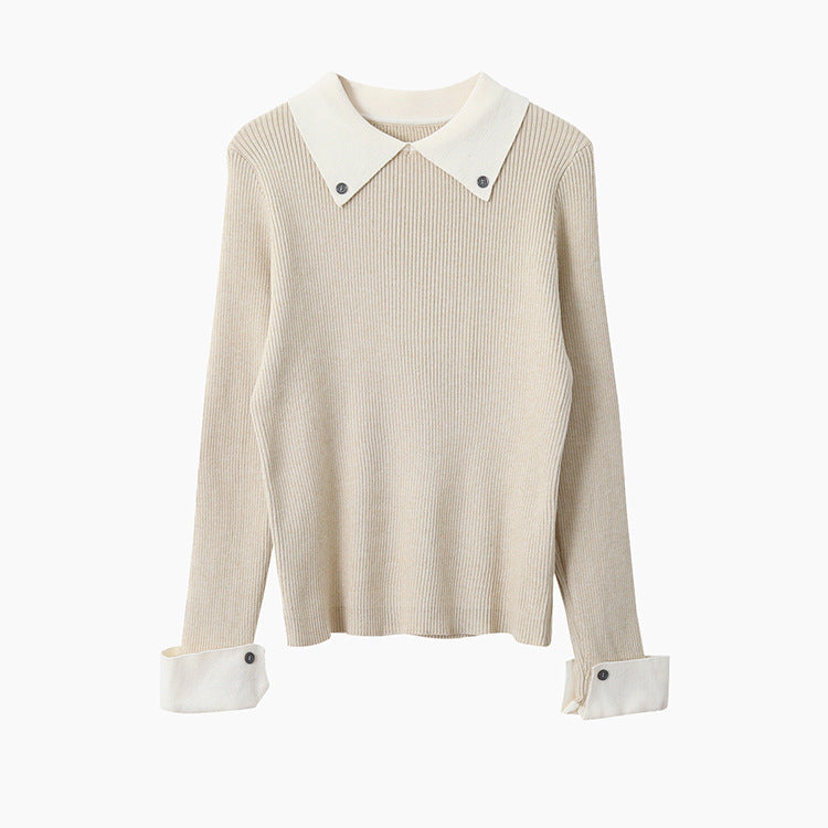 【LD11026】實拍絕美法式針織坑條假2件針織衫251124