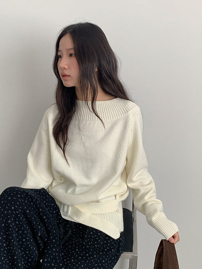 【LD11062】實拍慵懶高級感北極融針織毛衣（可拉一字肩）251209